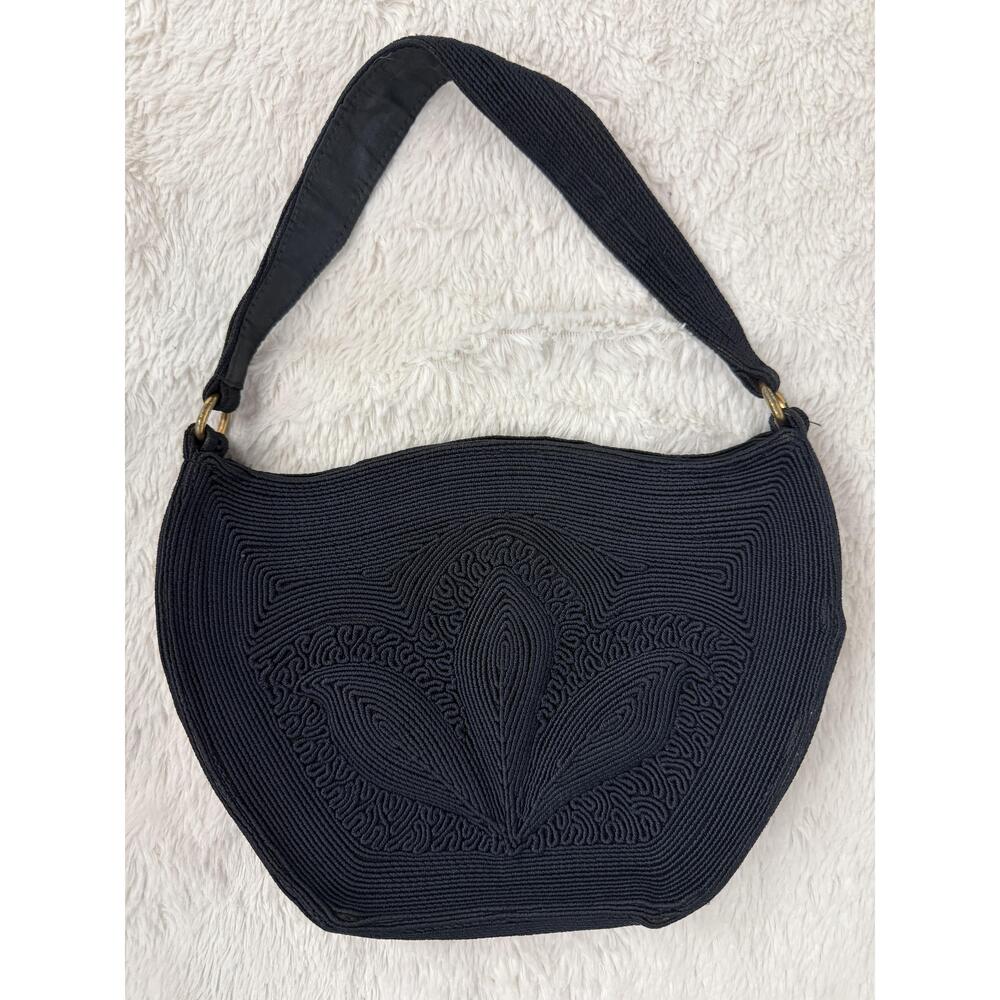 Nanette Corde Black Purse Vintage Versace Black Textured Design